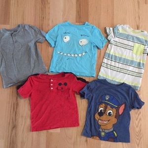 Five Boys T-Shirts Size 2T